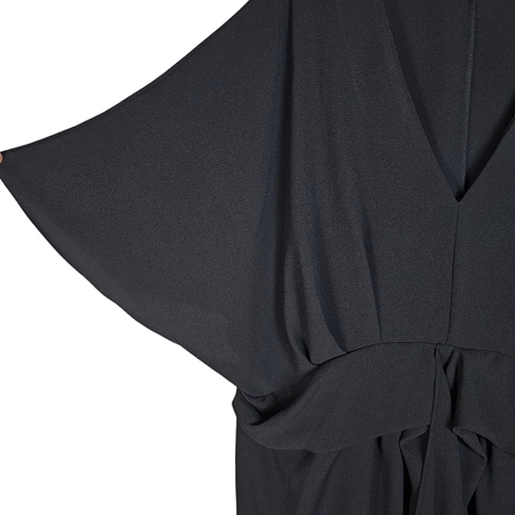 ASOS Design Curve Black Batwing Tie-Front Crepe Midi Dress - Picture 4 of 9